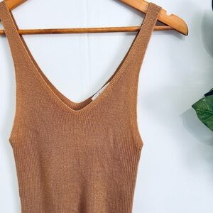 CJLA knit tank v neck caramel brown